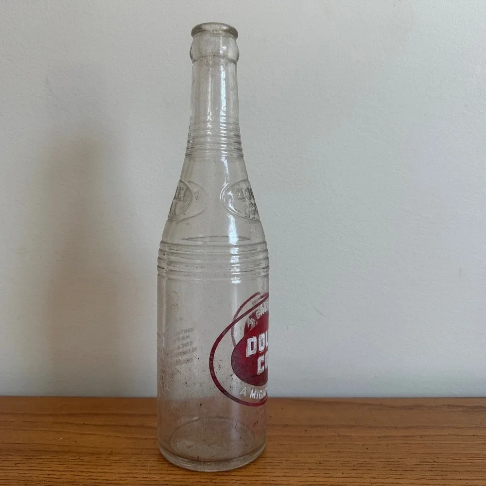 Vintage Double Cola Soda‎ Bottle Mighty Flavor Carbondale Illinois Glass 12oz